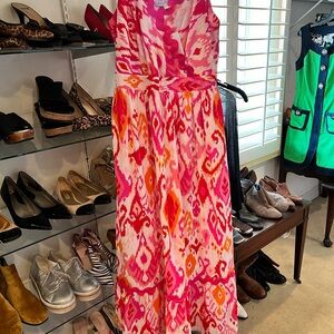 Joy Joy Pink and Orange Patterned Maxi Dress